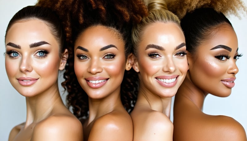 Equipe da Clínica Bonita de Tudo atendendo clientes de diferentes tons de pele Equipe da Clínica Bonita de Tudo atendendo clientes de diferentes tons de pele